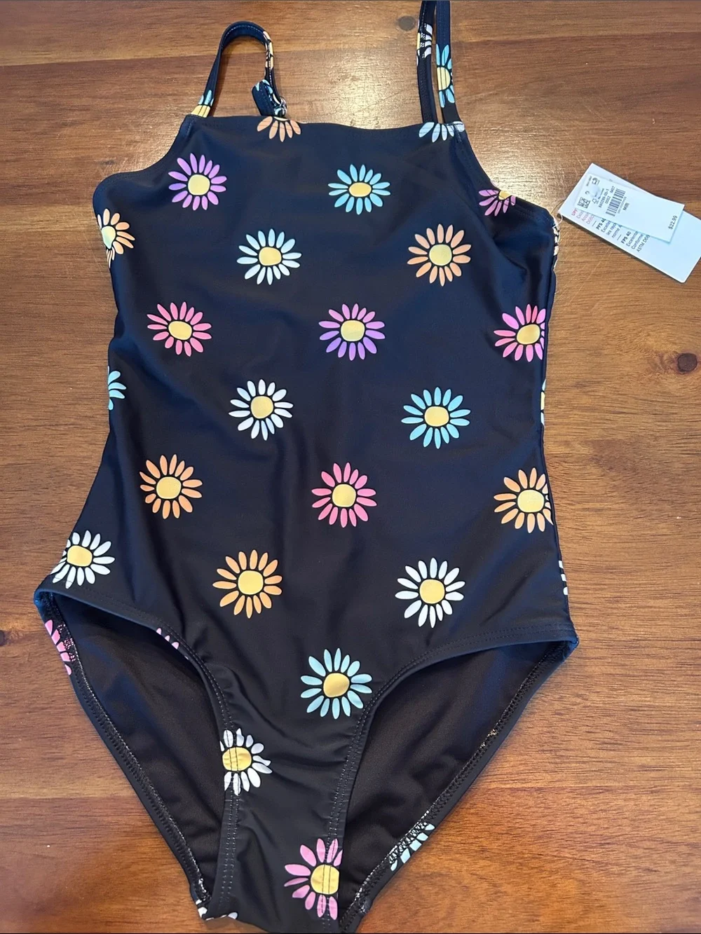 Old navy Kids Floral One-Piece Swimsuit - Black with Multicolor Daisies